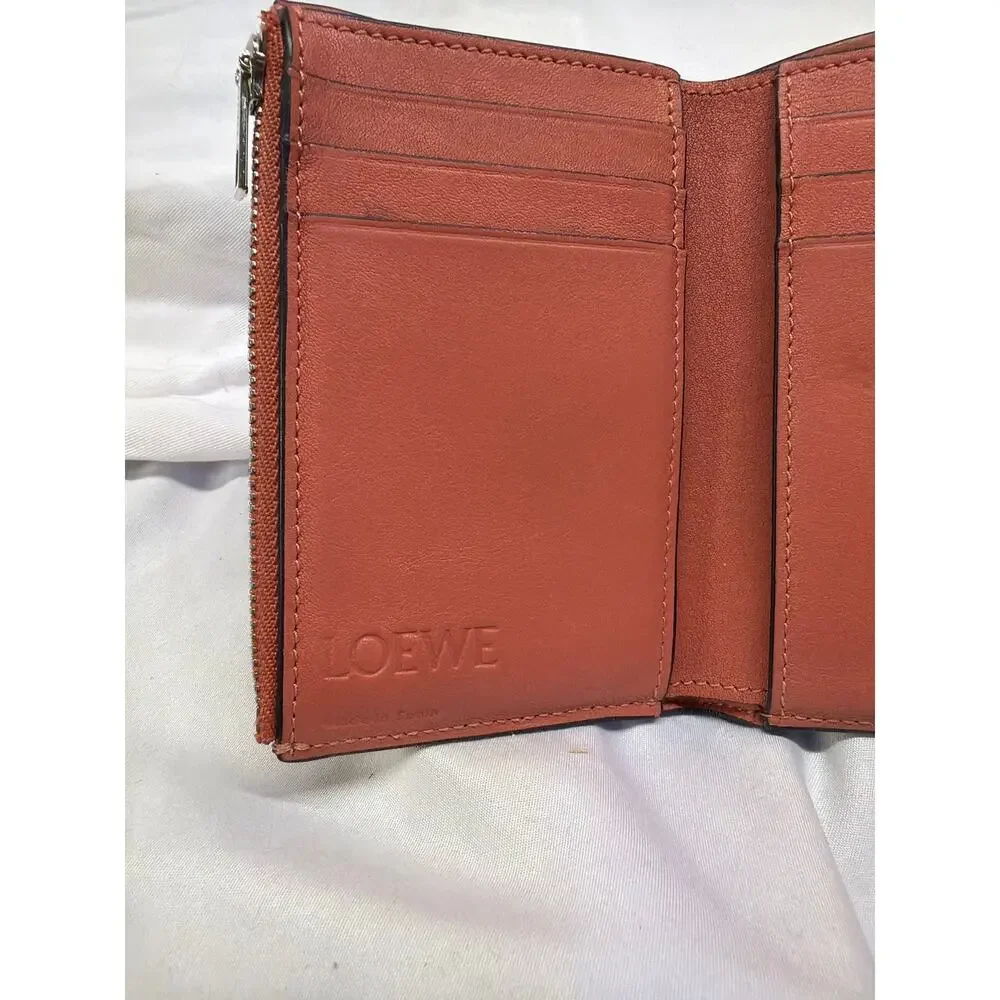 Loewe Soft Grained Calfskin Medium Vertical Wallet Two-Tone Taupe Orange